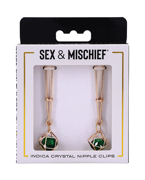Sportsheets International SS10218 Indica Crystal Nipple Clips, Green Gem