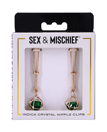 Sportsheets International SS10218 Indica Crystal Nipple Clips, Green Gem