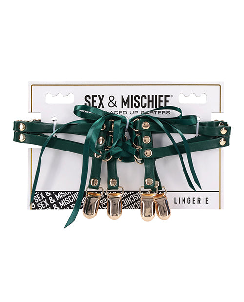 Sportsheets International SS10224 Indica Laced Up Garters, Green Faux Leather