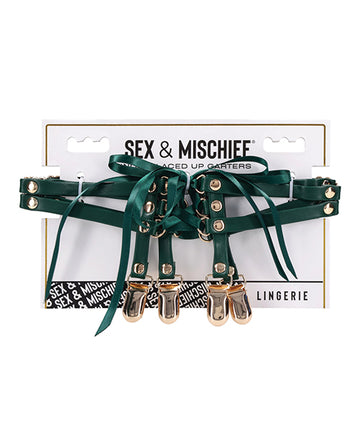 Sportsheets International SS10224 Indica Laced Up Garters, Green Faux Leather