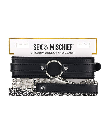 Sportsheets International Shadow Collar & Leash, Faux Leather, Detachable