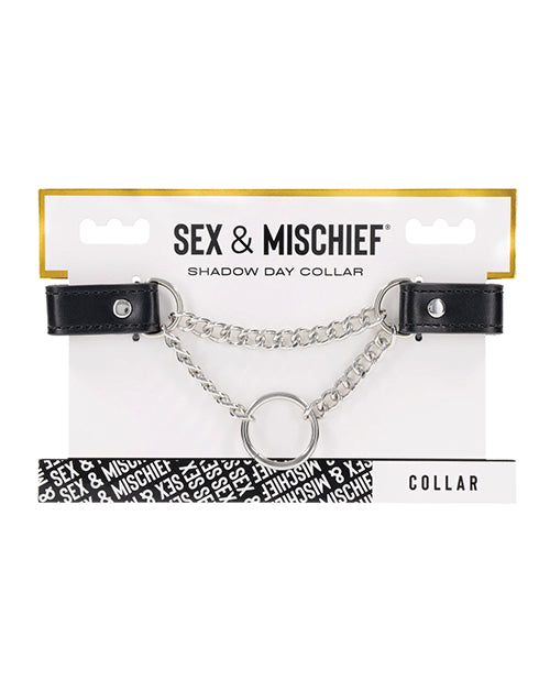 Sportsheets Sex & Mischief Shadow Day Collar, Black Faux Leather