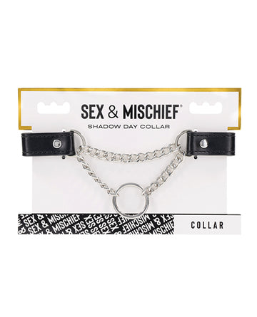 Sportsheets Sex & Mischief Shadow Day Collar, Black Faux Leather