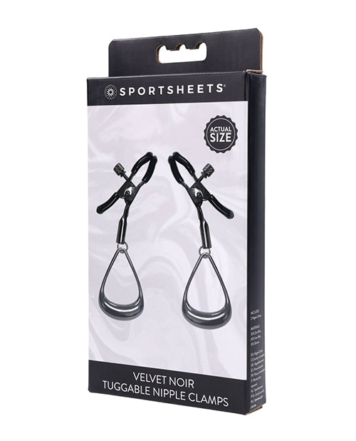 Sportsheets Velvet Noir Tuggable Nipple Clamps, Hematite-Plated & Adjustable