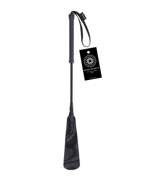 Sportsheets The Velvet Strike Crop, 19.5" Faux Leather Tip – Black