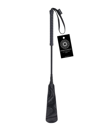 Sportsheets The Velvet Strike Crop, 19.5" Faux Leather Tip – Black