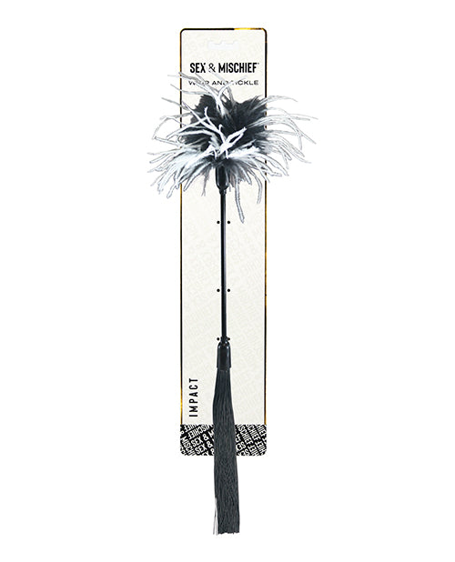 Sportsheets International SS76027 Whip & Tickle, Dual-Action, Black/White