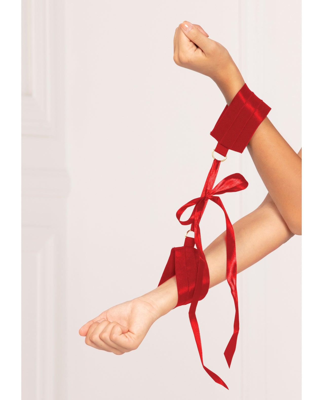 Seven 'til Midnight 40207 RED O/S Satin Cuffs with D-Rings, Red