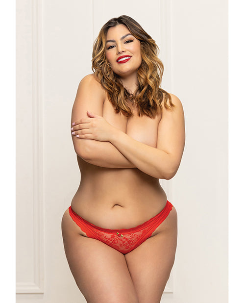 Seven 'til Midnight 11717X Lace Panty w/Heart Cut Out Back, Red, 1X/2X
