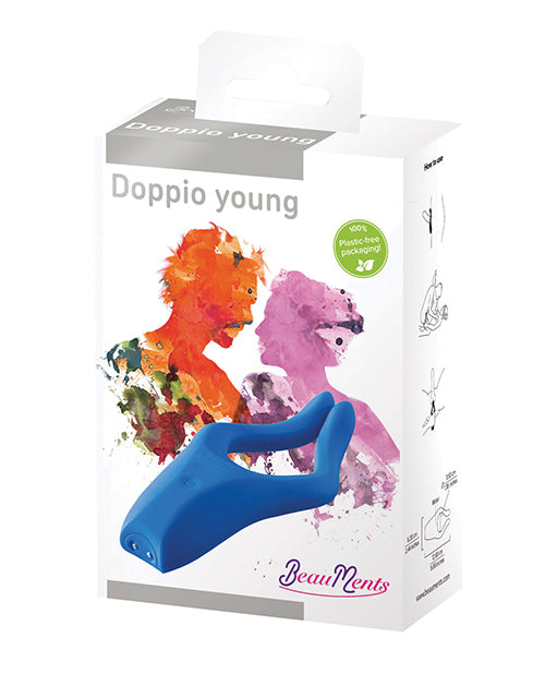BeauMents Doppio Young Rechargeable Silicone Couples Vibrator - Blue