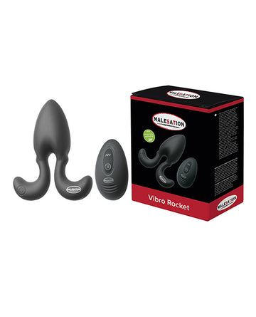 ST Rubber Malesation Vibro Rocket Anal Plug, 10 Functions, Black