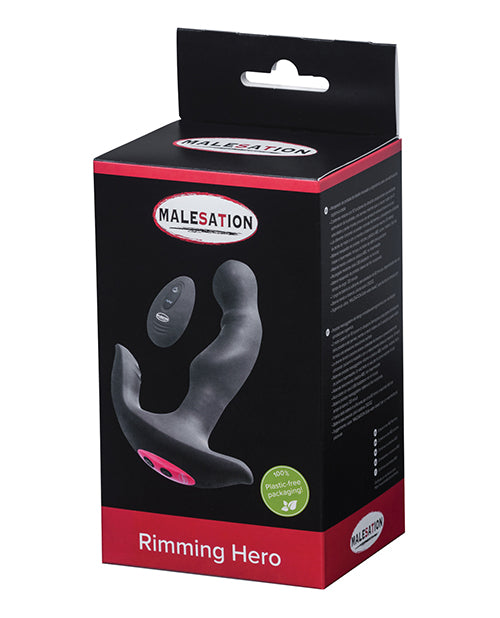 Malesation Rimming Hero, Black Vibrating Prostate Massager with Remote