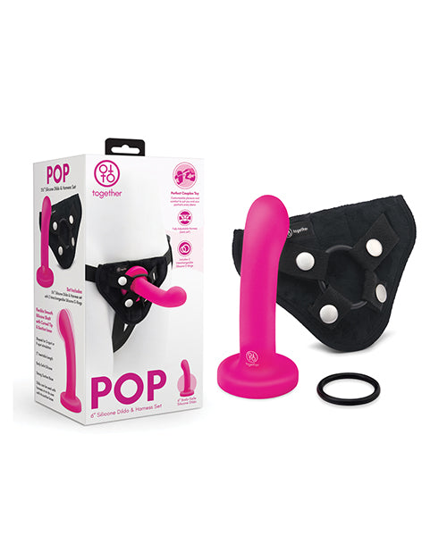 COTR Inc TOG-010 Together Pop 5.5 Silicone Dildo & Harness Set, Metal/Silicone