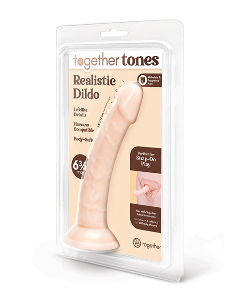COTR Inc Together Tones 6.75 in. Realistic Curved Strap-On Dildo, Light