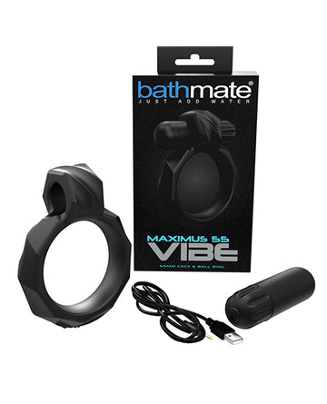 Bathmate BM-VR-M55 Maximus Vibe 55 Cock Ring, Black, Silicone