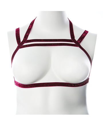 Thank Me Now GF-H401 Gender Fluid Sugar Coated Harness, Raspberry Glitter S-L