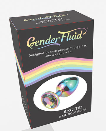 Thank Me Now GF-4486 Gender Fluid Excite! Plug, Rainbow, Acrylic/Aluminum