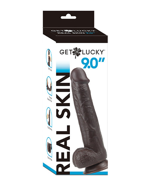 Viben GL-0619 Get Lucky 9.0" Real Skin Series, Dark Brown, TPE