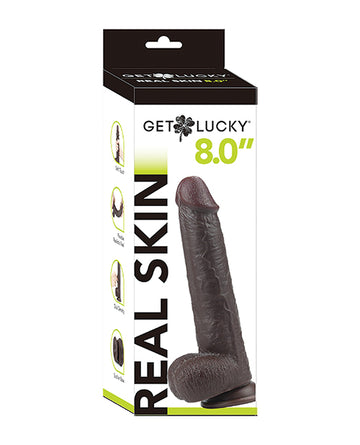 Viben Get Lucky Real Skin Series Dildo, 8-Inch - Dark Brown