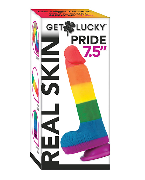 Viben GL-3014 Get Lucky Real Skin Series Pride, 7.5" Silicone, Rainbow