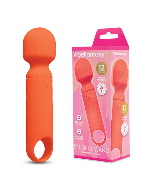Vibe Fantasy 5 in. Lolly Mini Wand Vibrator, Orange