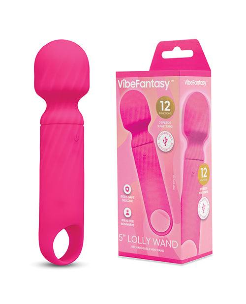 Vibe Fantasy 5 in. Lolly Mini Wand Vibrator, Pink