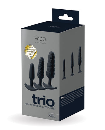 VeDo VI-A0108 Trio Anal Plug Set - Black, ABS Plastic, Silicone, 3 Sizes