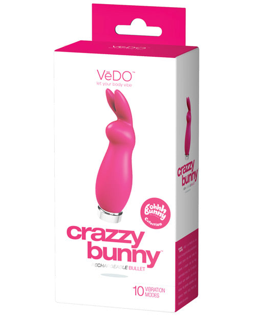 VeDo BU-0501 Crazzy Bunny Rechargeable Bullet, Pink Silicone, 12.2cm, 10 Modes