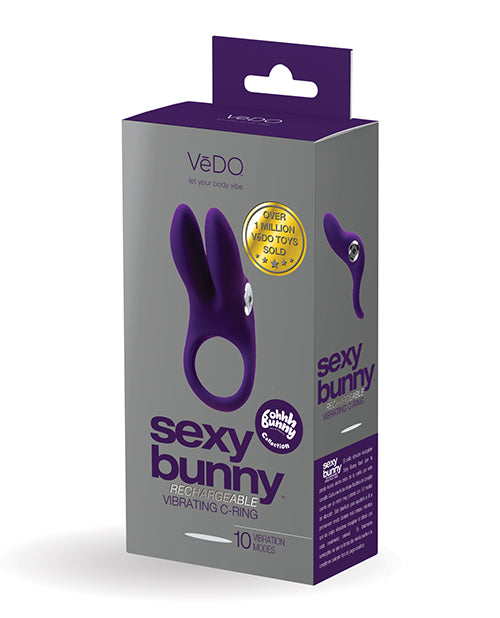 VeDo BU-0805 Sexy Bunny Rechargeable Ring, Purple, 10 Vibration Modes