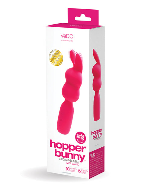 VeDo BU-0901 Hopper Bunny Rechargeable Mini Wand, Pink Vibrating Massager