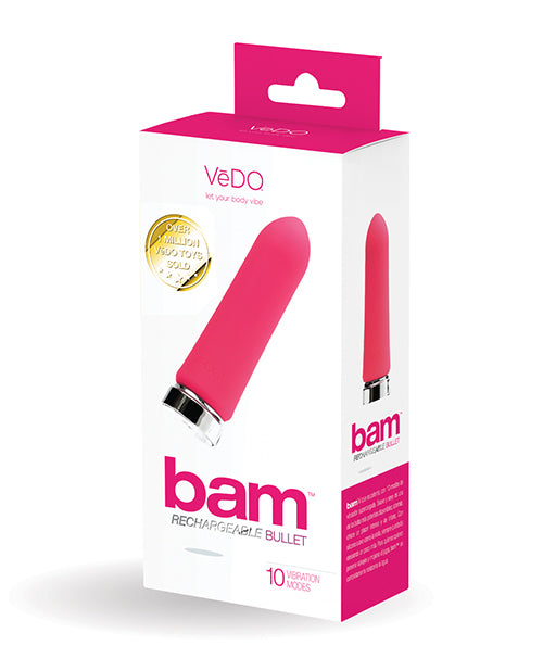 VeDo Bam Rechargeable Bullet, Foxy Pink, 10 Powerful Modes