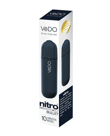 VeDo VI-F2008 Nitro Rechargeable Bullet Vibe, 3.25 inch, Black, 10 Modes