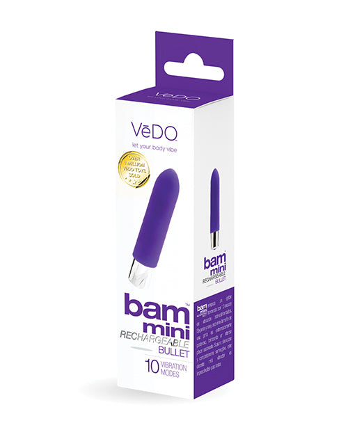 VeDO Bam Mini Rechargeable Bullet Vibrator, 10 Modes, Body-Safe Silicone
