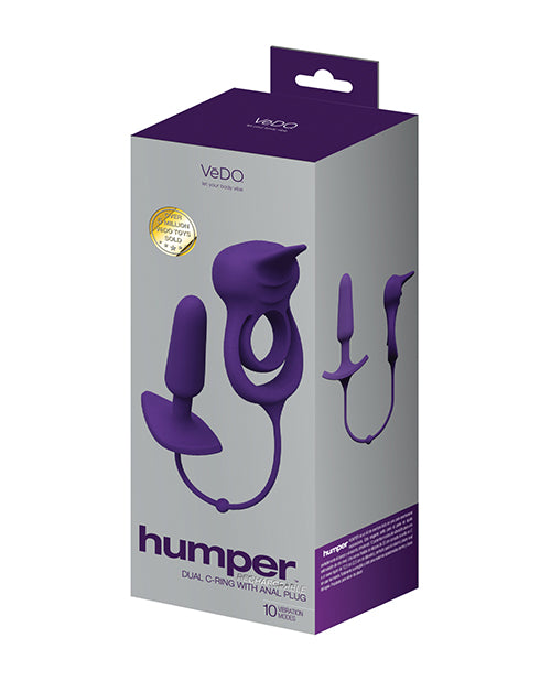 VeDo VI-P2813 Humper Rechargeable Dual C-Ring w/Anal Plug, 10 Modes, Purple