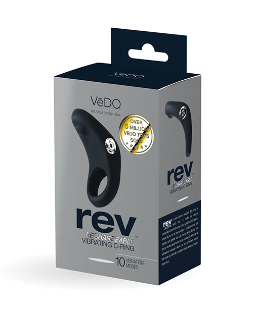 VeDo VI-R1008 Rev Rechargeable C Ring, 10 Modes, Black, Vibrating