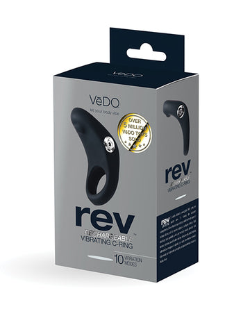 VeDo VI-R1008 Rev Rechargeable C Ring, 10 Modes, Black, Vibrating