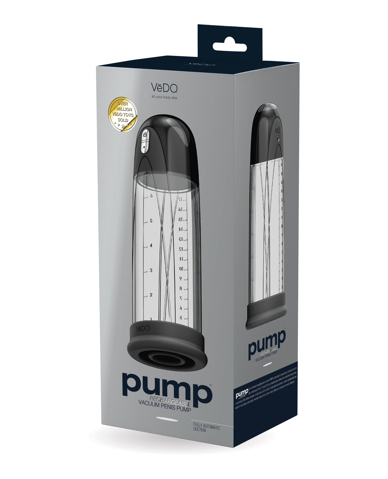 VeDO Rechargeable Vacuum Penis Pump, 7.15 PSI, 10 Vibration Modes, Submersible