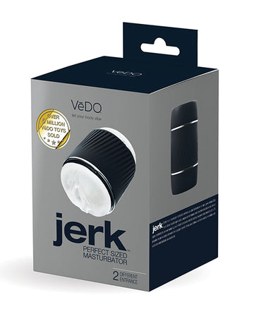 VeDo VI-S0812 Jerk Masturbation Sleeve, 4.75" Insertable, Black/Clear