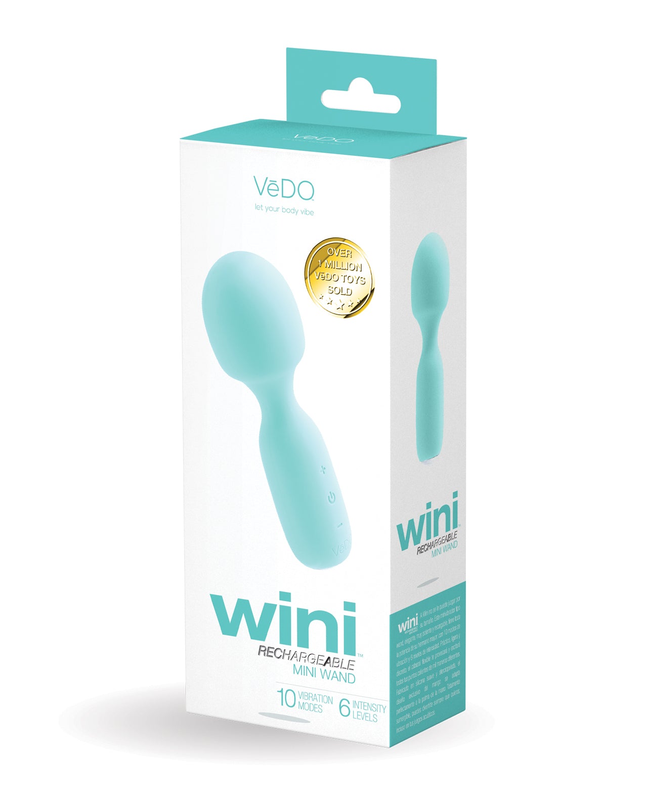 VeDO Wini Rechargeable Mini Wand, Tease Me Turquoise – 10 Modes, Waterproof