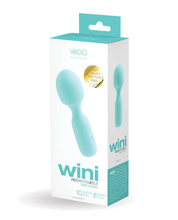 VeDO Wini Rechargeable Mini Wand, Tease Me Turquoise – 10 Modes, Waterproof