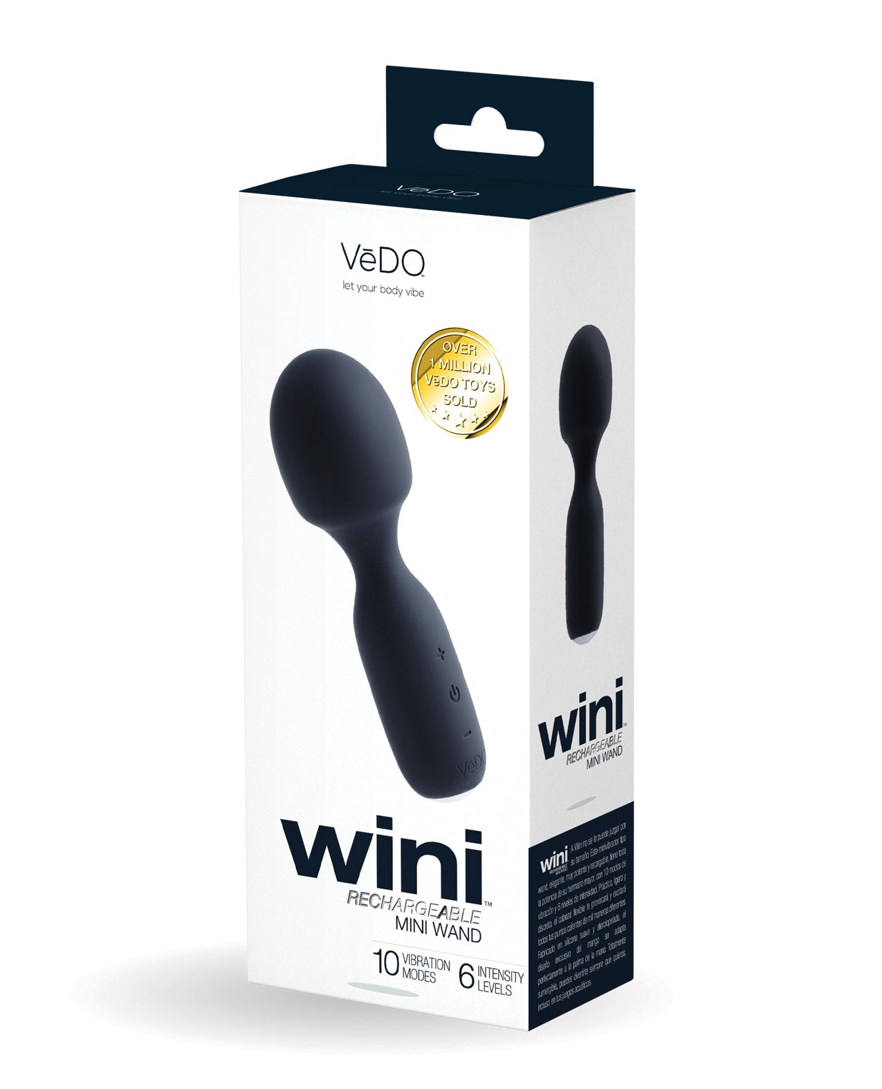 VeDo VI-W0208 Rechargeable Mini Wand, 10 Modes, Black Silicone