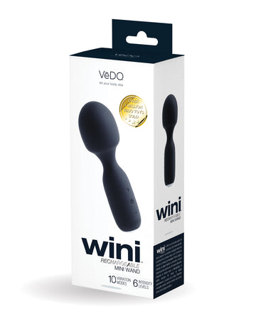 VeDo VI-W0208 Rechargeable Mini Wand, 10 Modes, Black Silicone