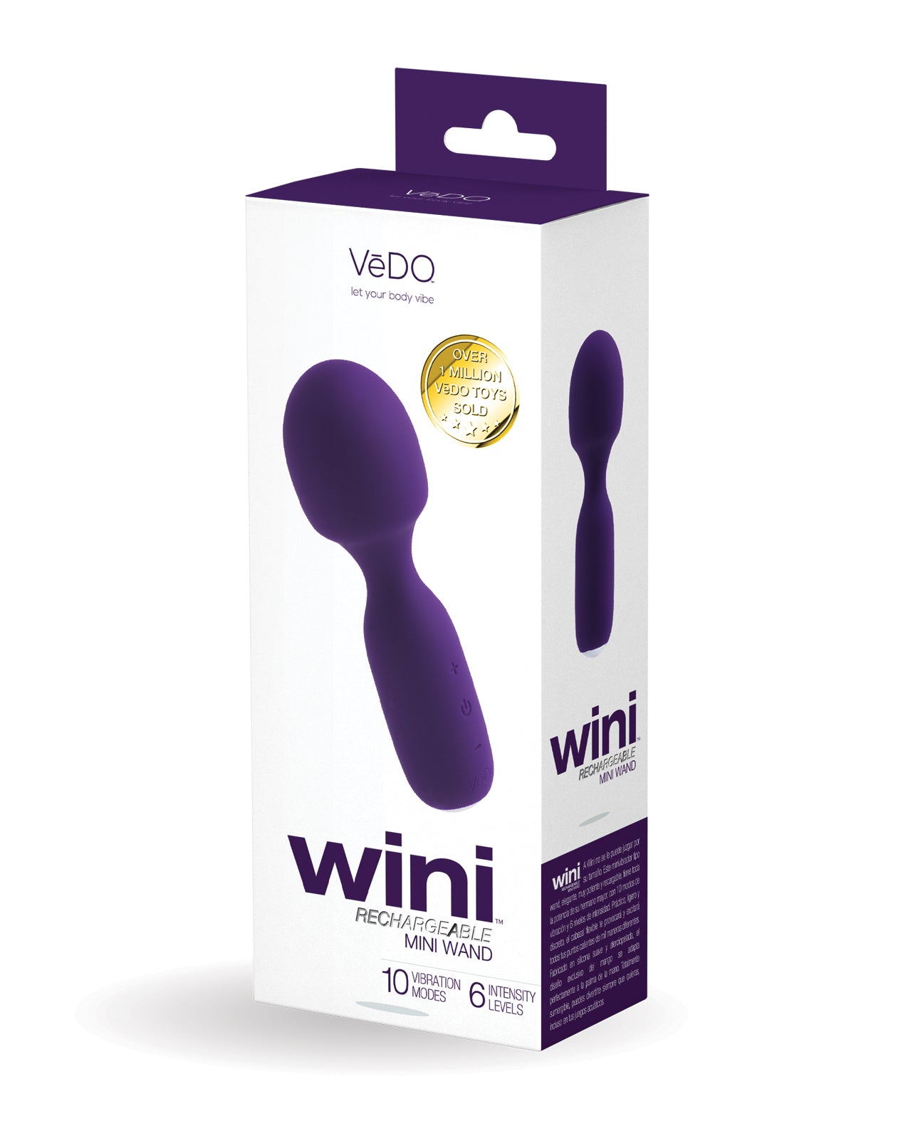 VeDo VI-W0213 Wini Rechargeable Mini Wand, 10 Modes, Purple, Silicone