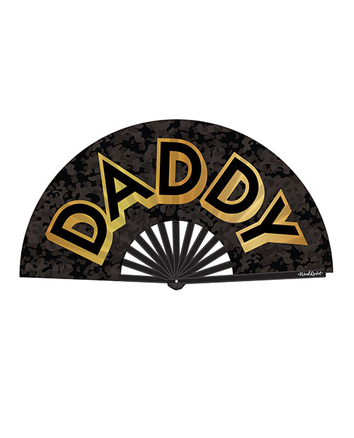 Wood Rocket FAN-003 Daddy Folding Hand Fan, Black/Gold