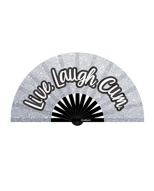 Wood Rocket Fan-012 Live Laugh Cum Folding Hand Fan, Large, Bamboo, Satin