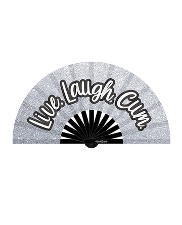 Wood Rocket Fan-012 Live Laugh Cum Folding Hand Fan, Large, Bamboo, Satin