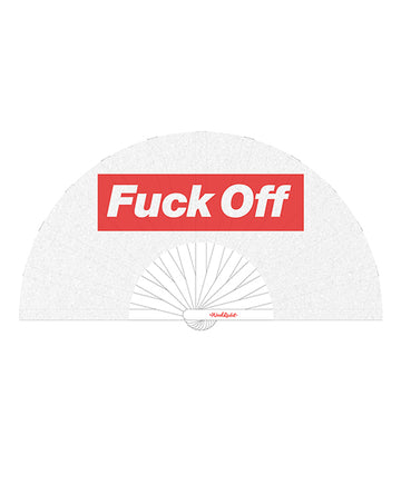 Wood Rocket Fan - 013 Fuck Off Folding Hand Fan, Large, White/Red