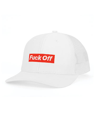 Wood Rocket 'Fuck Off' Trucker Hat, White Cotton Snapback