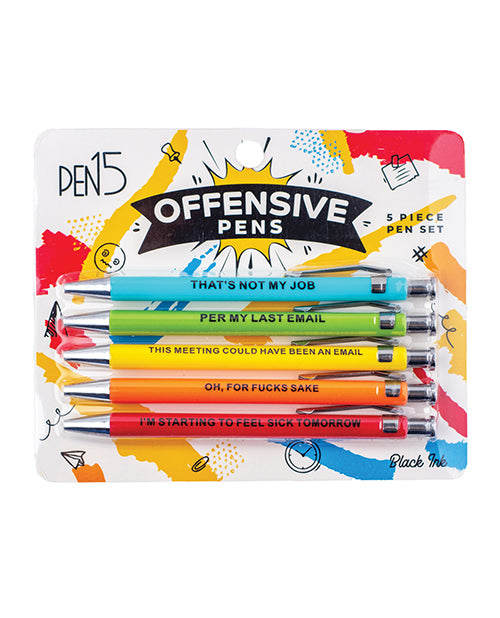 Wood Rocket PEN-001 Offensive Pens, 5 Pack, Ballpoint