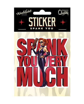 Wood Rocket Spank You Very Much Waterproof Vinyl Sticker, 3.25 Inch Square